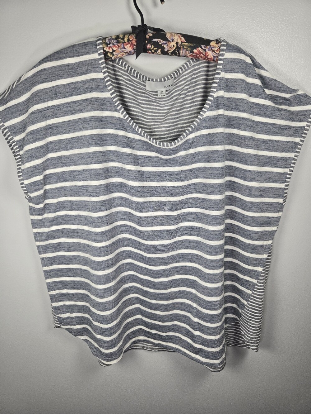 LUUKSE Women’s Plus Size 3X Casual Striped Scoop Neck Short Sleeve Top Shirt